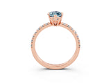 Rose gold Marquise Cut Aquamarine Solitaire Pavé Engagement Ring with Round Band and Prong Setting_15