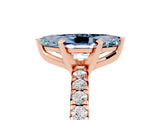 Rose gold Marquise Cut Aquamarine Solitaire Pavé Engagement Ring with Round Band and Prong Setting_17