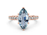 Rose gold Marquise Cut Aquamarine Solitaire Pavé Engagement Ring with Round Band and Prong Setting_66