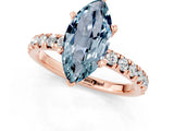 Rose gold Marquise Cut Aquamarine Solitaire Pavé Engagement Ring with Round Band and Prong Setting_67