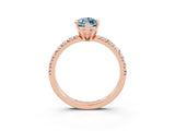 Rose gold Marquise Cut Aquamarine Solitaire Pavé Engagement Ring with Round Band and Prong Setting_69