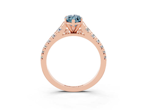 Rose gold Marquise Cut Aquamarine Solitaire Ring with Cathedral Setting and Pavé Band_3