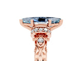 Rose gold Marquise Cut Aquamarine Solitaire Ring with Filigree Band and Four-Prong Setting_29