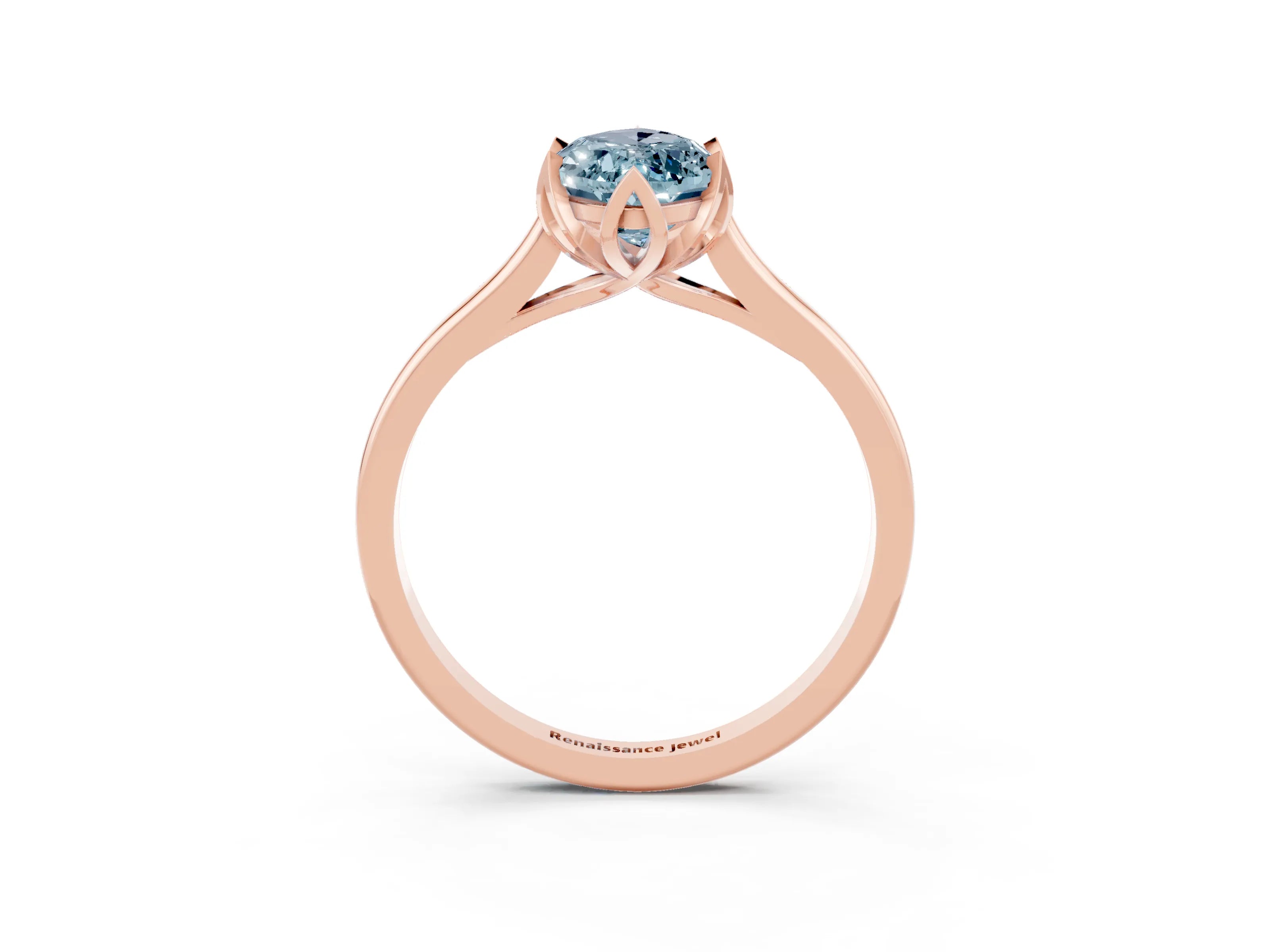 Rose gold Marquise Cut Aquamarine Solitaire Ring with Flower Prong Setting and Classic Band_15