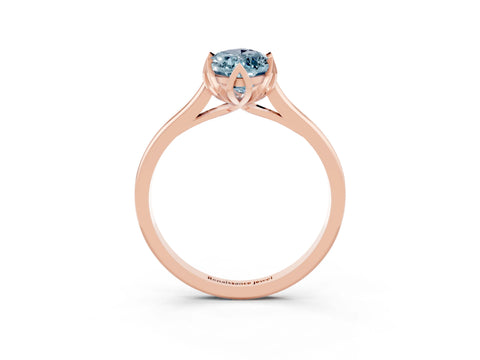 Rose gold Marquise Cut Aquamarine Solitaire Ring with Flower Prong Setting and Classic Band_15