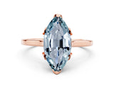 Rose gold Marquise Cut Aquamarine Solitaire Ring with Flower Prong Setting and Classic Band_37
