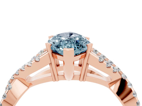 Rose gold Marquise Cut Aquamarine Solitaire Ring with Four-Prong Setting and Twisted Pavé Band_4