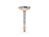 Rose gold Marquise Cut Aquamarine Solitaire Ring with Pavé Accents and Four-Prong Setting_2
