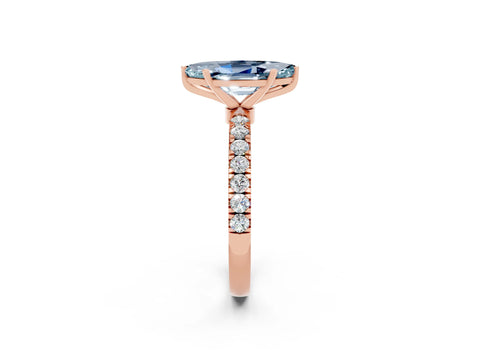 Rose gold Marquise Cut Aquamarine Solitaire Ring with Pavé Accents and Four-Prong Setting_2