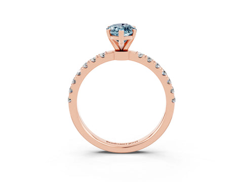 Rose gold Marquise Cut Aquamarine Solitaire Ring with Pavé Accents and Four-Prong Setting_3