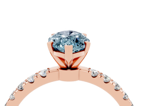 Rose gold Marquise Cut Aquamarine Solitaire Ring with Pavé Accents and Four-Prong Setting_4