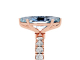 Rose gold Marquise Cut Aquamarine Solitaire Ring with Pavé Accents and Four-Prong Setting_5