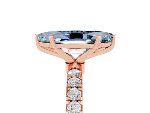 Rose gold Marquise Cut Aquamarine Solitaire Ring with Pavé Accents and Four-Prong Setting_5