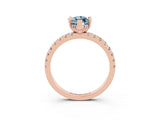 Rose gold Marquise Cut Aquamarine Solitaire Ring with Pavé Band and Four-Prong Setting_27