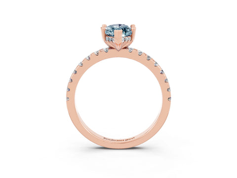 Rose gold Marquise Cut Aquamarine Solitaire Ring with Pavé Band and Four-Prong Setting_27