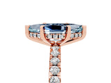 Rose gold Marquise Cut Aquamarine Solitaire Ring with Pavé Band and Four-Prong Setting_29