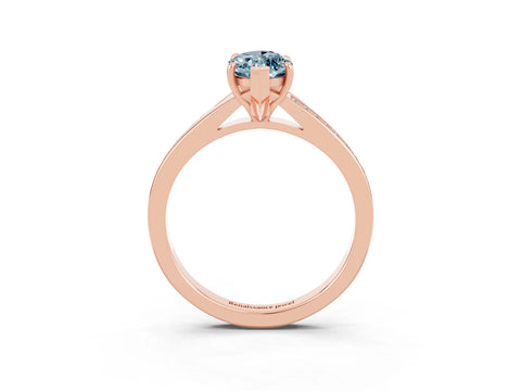 Rose gold Marquise Cut Aquamarine Solitaire Ring with Pavé Band and Prong Setting_15