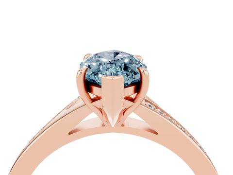 Rose gold Marquise Cut Aquamarine Solitaire Ring with Pavé Band and Prong Setting_16