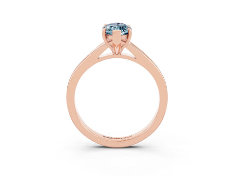 Rose gold Marquise Cut Aquamarine Solitaire Ring with Pavé Band and Prong Setting_3
