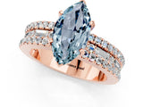 Rose gold Marquise Cut Aquamarine Solitaire Ring with Pavé and Channel Set Band_1