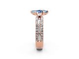 Rose gold Marquise Cut Aquamarine Solitaire Ring with Pavé and Channel Set Band_2
