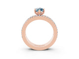 Rose gold Marquise Cut Aquamarine Solitaire Ring with Pavé and Channel Set Band_3