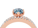 Rose gold Marquise Cut Aquamarine Solitaire Ring with Pavé and Channel Set Band_4