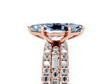 Rose gold Marquise Cut Aquamarine Solitaire Ring with Pavé and Channel Set Band_5