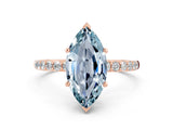 Rose gold Marquise Cut Aquamarine Solitaire Ring with Pave Band and Four Prong Setting_31