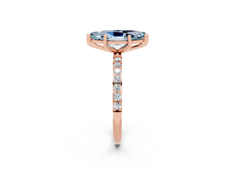 Rose gold Marquise Cut Aquamarine Solitaire Ring with Pave Band and Four Prong Setting_33