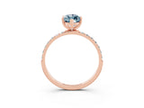 Rose gold Marquise Cut Aquamarine Solitaire Ring with Pave Band and Four Prong Setting_34