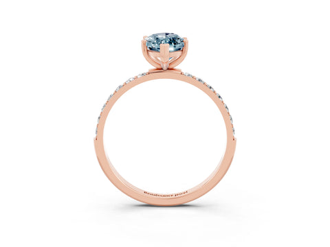 Rose gold Marquise Cut Aquamarine Solitaire Ring with Pave Band and Four Prong Setting_34