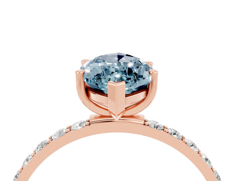 Rose gold Marquise Cut Aquamarine Solitaire Ring with Pave Band and Four Prong Setting_35