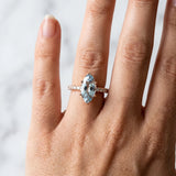 Rose gold Marquise Cut Aquamarine Solitaire Ring with Round  Pavé Band and Four-Prong Setting_42