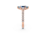 Rose gold Marquise Cut Aquamarine Solitaire Ring with Round  Pavé Band and Four-Prong Setting_46