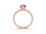 Rose gold Marquise Cut Aquamarine Solitaire Ring with Round  Pavé Band and Four-Prong Setting_47