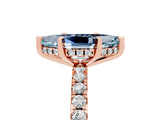 Rose gold Marquise Cut Aquamarine Solitaire Ring with Round  Pavé Band and Four-Prong Setting_49