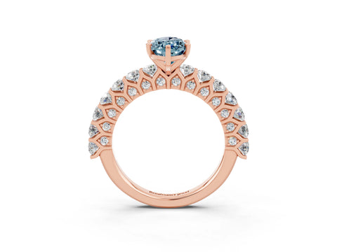 Rose gold Marquise Cut Aquamarine Solitaire Ring with Shared Prong Pavé Band and Four-Prong Setting_3