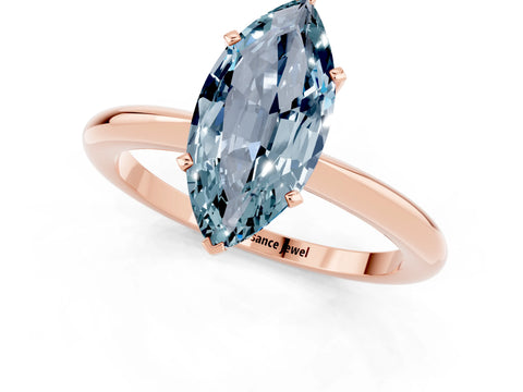 Rose gold Marquise Cut Aquamarine Solitaire Ring with Six-Prong Setting and Classic Band_1