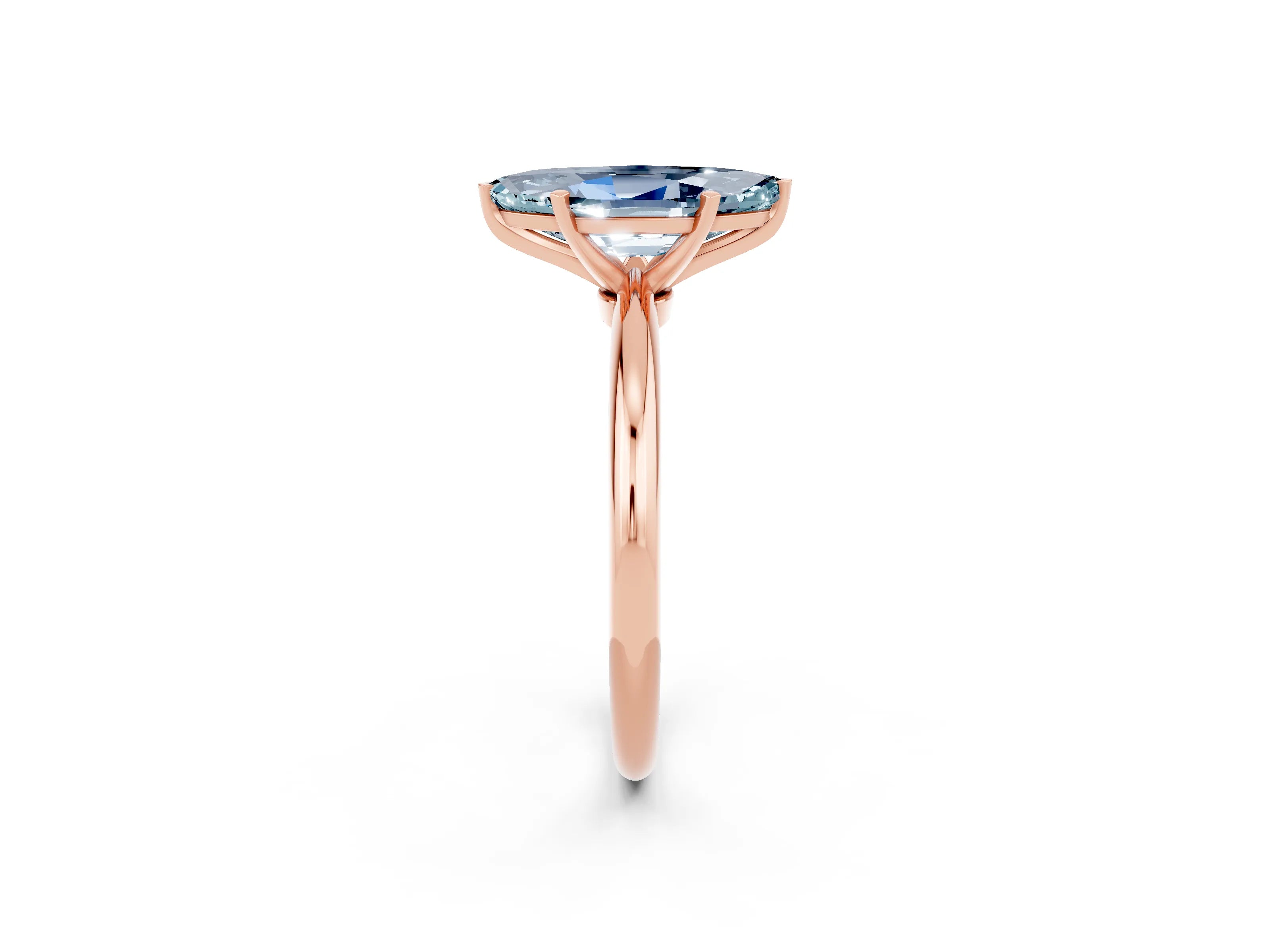 Rose gold Marquise Cut Aquamarine Solitaire Ring with Six-Prong Setting and Classic Band_2