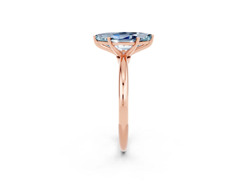 Rose gold Marquise Cut Aquamarine Solitaire Ring with Six-Prong Setting and Classic Band_2