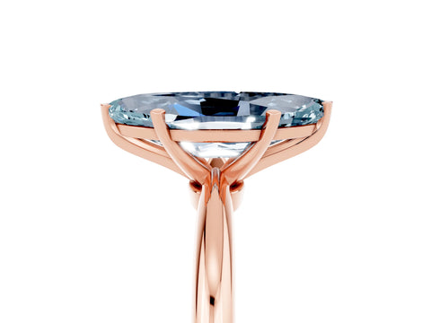 Rose gold Marquise Cut Aquamarine Solitaire Ring with Six-Prong Setting and Classic Band_5