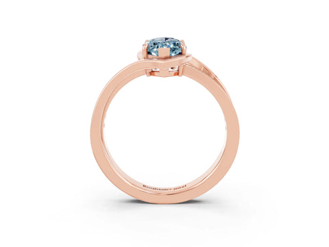 Rose gold Marquise Cut Aquamarine Solitaire Ring with Split Shank and Prong Setting_3