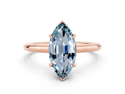 Rose gold Marquise Cut Aquamarine Solitaire Ring with Thin Band and Four-Prong Setting_12