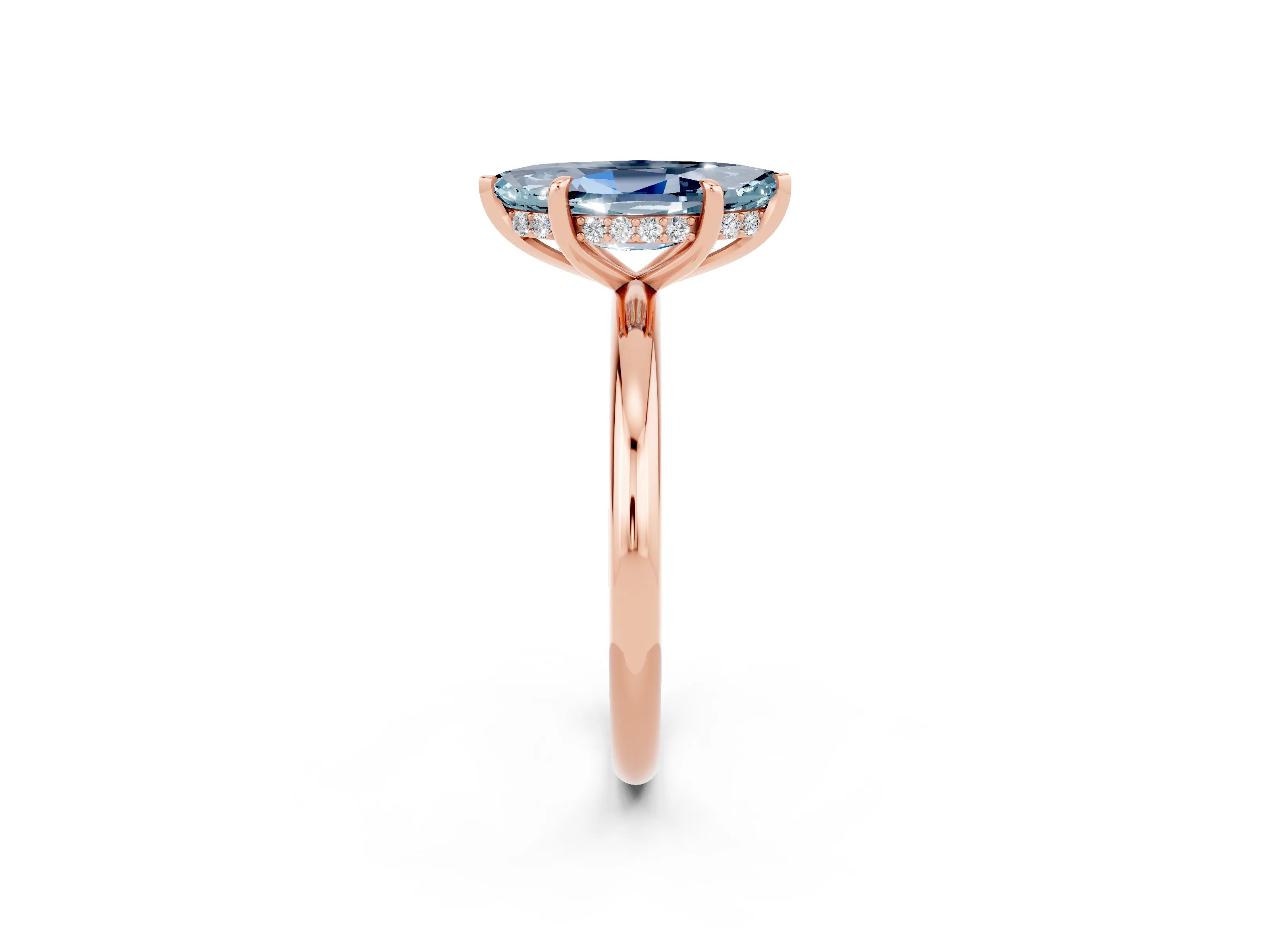 Rose gold Marquise Cut Aquamarine Solitaire Ring with Thin Band and Four-Prong Setting_14