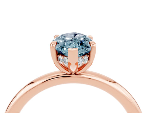 Rose gold Marquise Cut Aquamarine Solitaire Ring with Thin Band and Four-Prong Setting_16