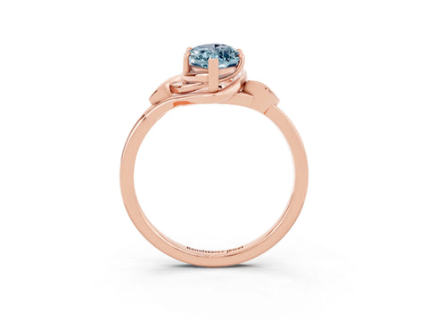 Rose gold Marquise Cut Aquamarine Solitaire Ring with Twist Band and Four-Prong Setting_27