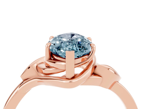 Rose gold Marquise Cut Aquamarine Solitaire Ring with Twist Band and Four-Prong Setting_28
