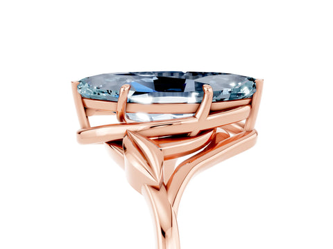 Rose gold Marquise Cut Aquamarine Solitaire Ring with Twist Band and Four-Prong Setting_29