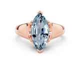 Rose gold Marquise Cut Aquamarine Solitaire Ring with Wide Band and Prong Setting